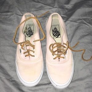 Pastel pink Vans with leather laces